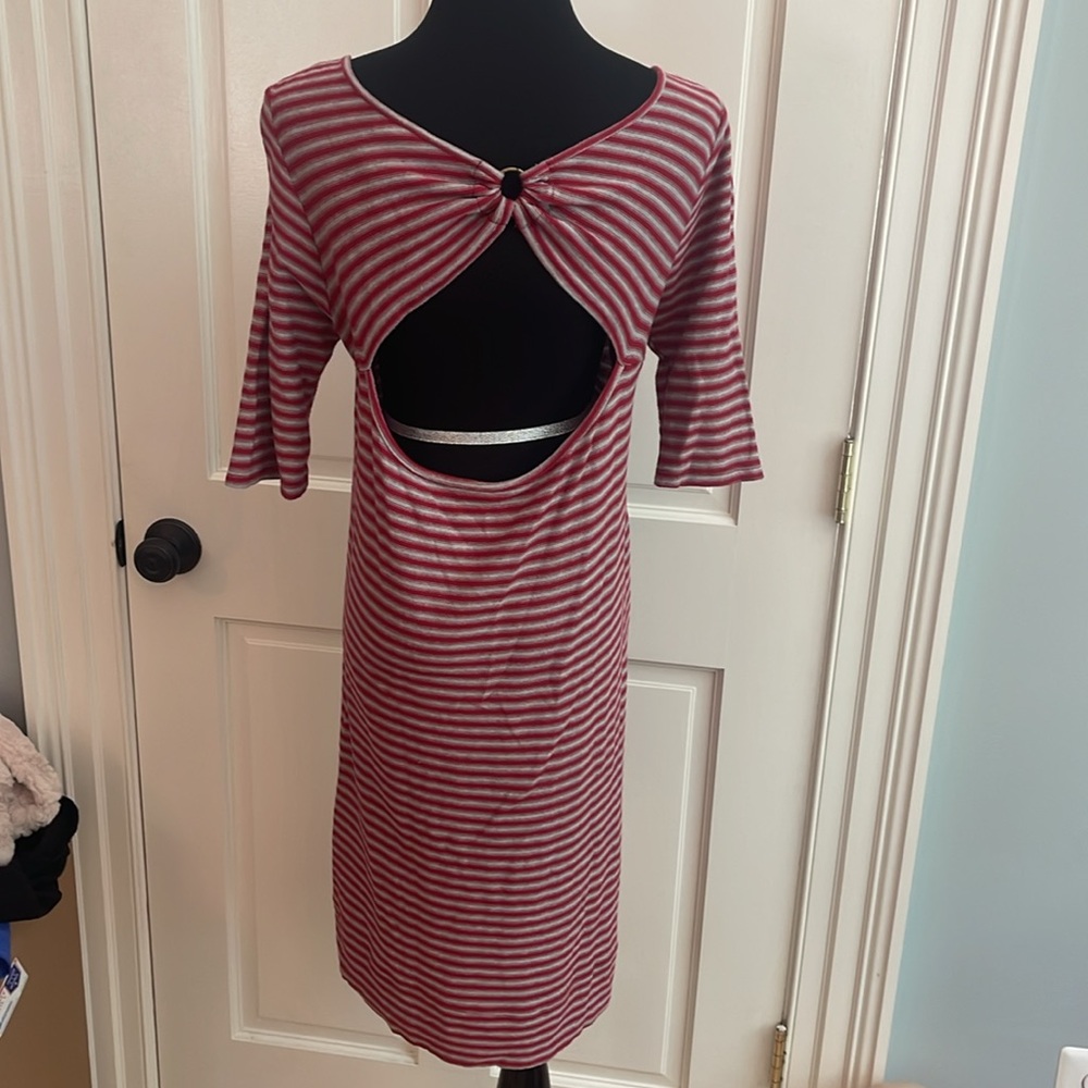 We The Free, Free People striped knit dress open back three-quarter sleeve EUC